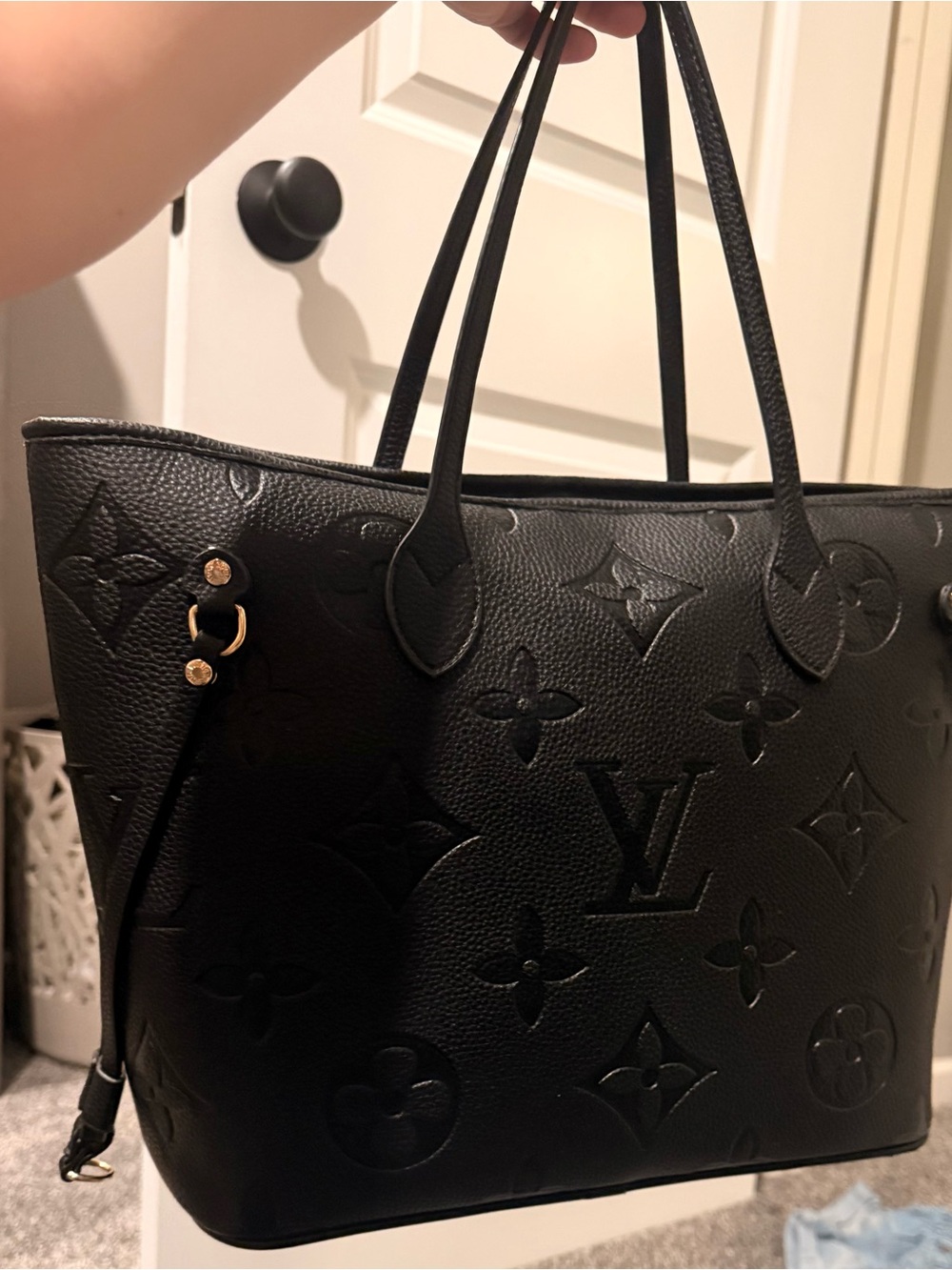 Louis Vuitton Black Embossed Monogram Leather Shopper Tote - Picture 2 of 3